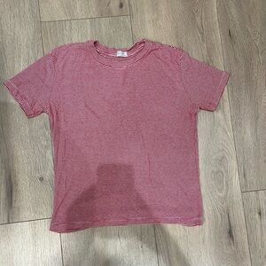 John Galt red striped shirt